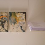 Anton Hart and Paloma Concierta, 'The Conversation' oil, paper, text, shelf (2013)